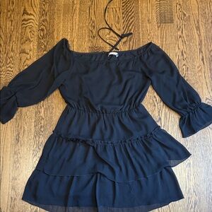 Alice + Olivia Black Off-Shoulder Dress